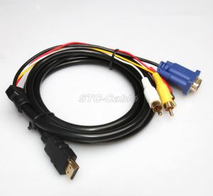 Multiuso VGA u Cable HDMI bin yano'ob Mulix yéetel óoxp'éel Rca Jack